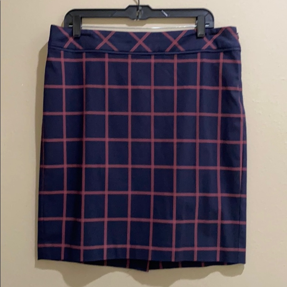 Navy/Red Windowpane Pencil Skirt The Limited Sz 14